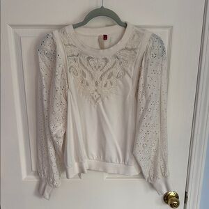 Pilcro Cream Lace Sweatshirt